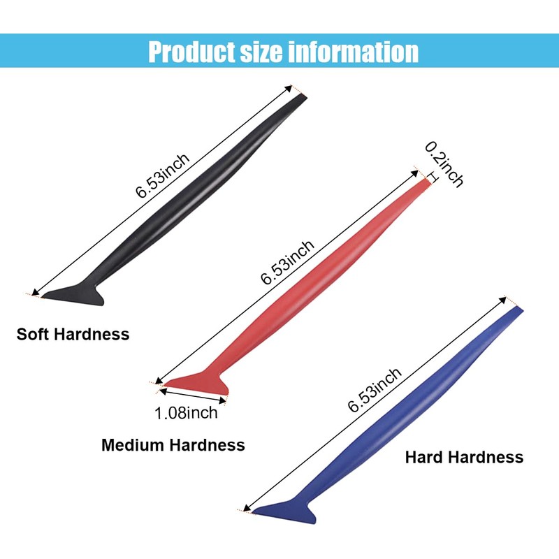 GLSOWEE 3PCS Car Micro Squeegee Curves Slot Tint Tool Set,