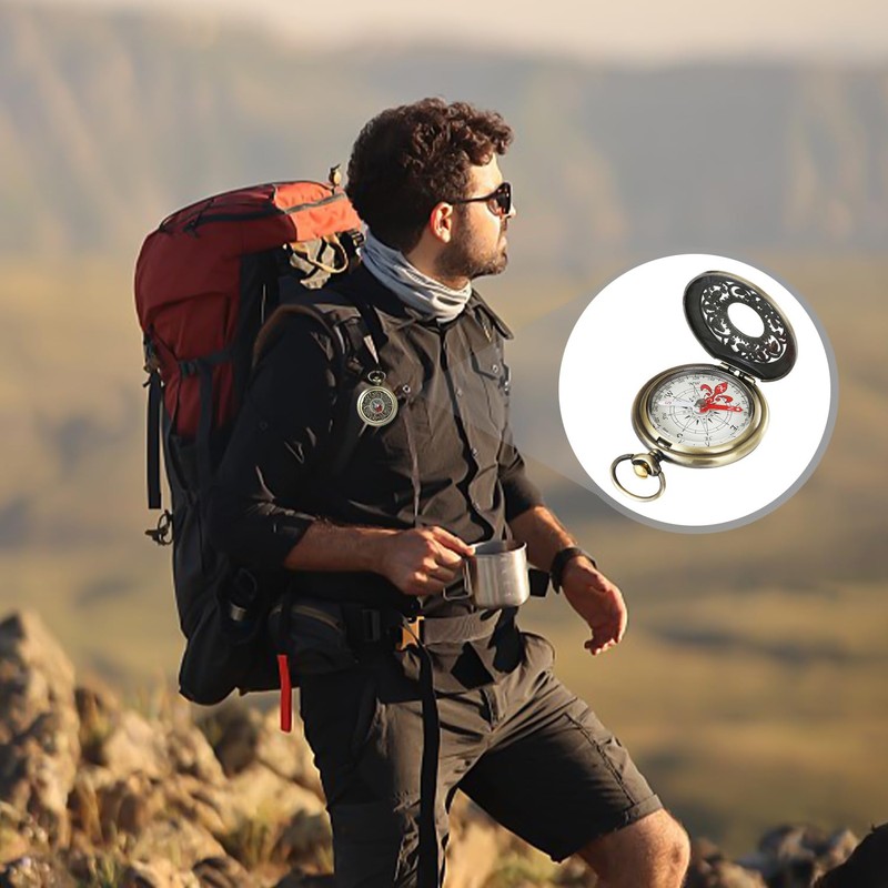 1 Pocket Watch Compass And 1 Pocket Watch Chain, Metal