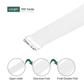 sourcing map 1/2 Inch Double Fold Bias Tape Polyester Continuous Bulk Bias Tape for Sewing, Seaming Quilting Hemming Binding Crafts (White 100 Yards)