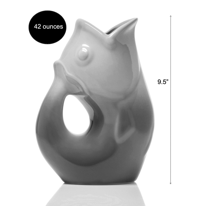 Gurgle Pot Ombre Grey Ceramic Beverage Jug 42 Ounce Gurgling