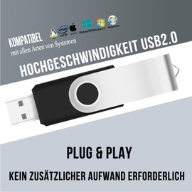 32GB USB Flash Drive 10 Pack, USB Drives 32GB JBOS Memory Stick Swivel Gig Stick Flash Drives 32GB USB2.0 Pendrive, Thumb Drives 10 Pack, Jump Drive, 32GB USB - Black/Label Sheet Included