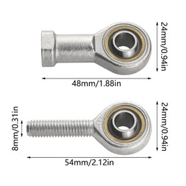 Graplan M8 Rod End Bearings Rod Ends Ball Joint Female Right Hand Thread for Hydraulic Cylinder Forging Machine Car Shock Absorber 4PCS