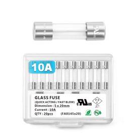 Chanzon(Pack of 20Pcs) UL Listed 5x20mm 10A 250V/125V 10 Amp Glass Fuses Fast Blow Cartridge Tube Fuse F10AL 125 V / 250 V