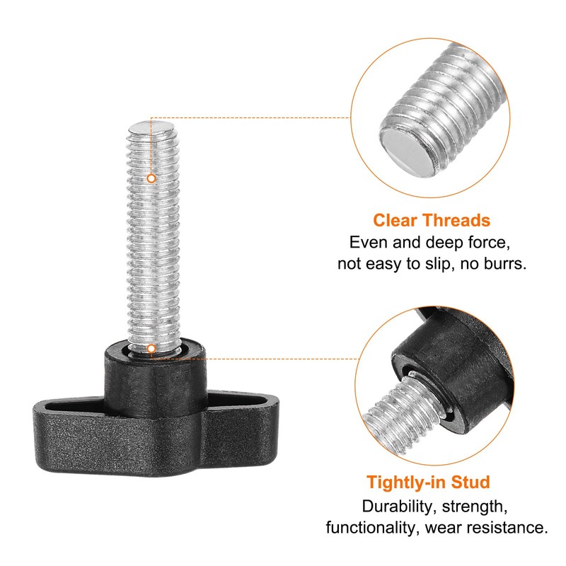 HARFINGTON 20pcs Wing Knobs M8 x 35mm Male Thread Plastic