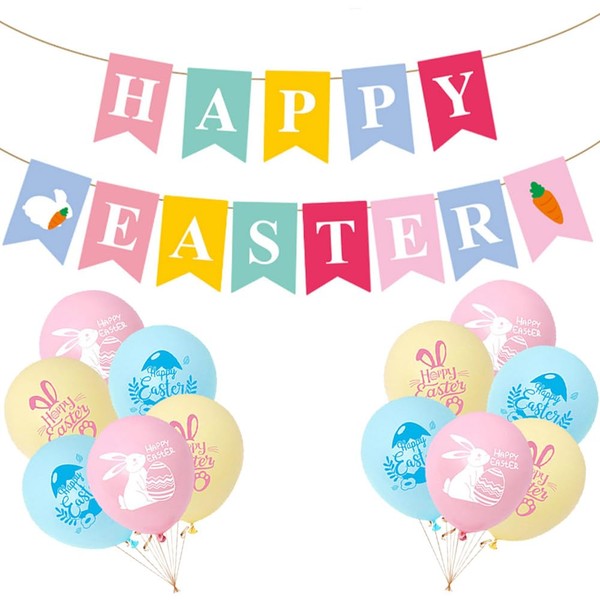 Easter Decorations Set - Happy Easter Banner + 12Pcs Easter