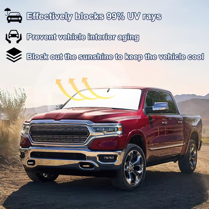 Windshield Sun Shade for 2009-2018 Dodge RAM 1500 Foldable Front