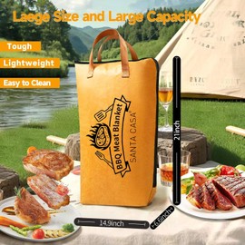 21” BBQ Blanket for Resting Meat - 5-Layer Insulated Grilling Bag with Leak-Proof Base & Wide Mouth, Smoker-Friendly Christmas Gift for Men/Dad/Grill Lovers (Turkey/Pork/Beef)