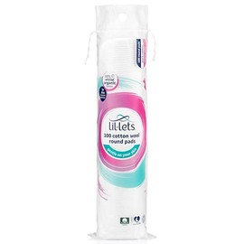 Lil-Lets Cotton Wool Round Pads, 100 Count, Certified Organic, 100% Pure Cotton Wool, Soft and Absorbent, Gentle on Skin, Dermatologically Tested