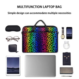 Rainbow Leopard Print Laptop Case Bag for Women Girls,15.6 inch Messenger Shoulder Bags,Water Resistant Notebook Computer Bag Briefcase Sleeve Carrying for Work,School