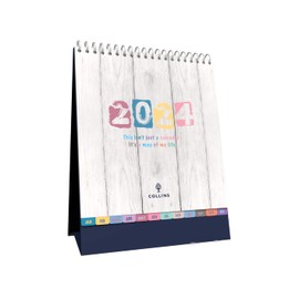 Collins Debden Collins Brighton Desk Calendar 2024 - Lifestyle Planner and Organiser for Office, Work, Personal and Home - January to December 2024 Diary - Weekday - BTDC-24 Grey