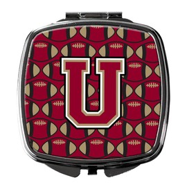 Caroline's Treasures Letter U Football Garnet and Gold Compact Travel Mirrors, Multicolor