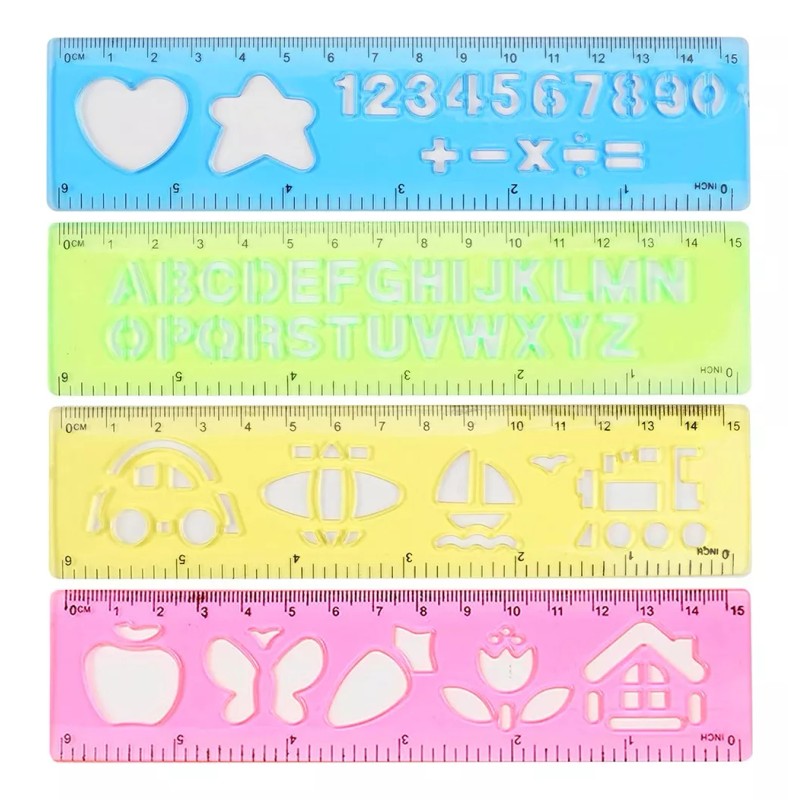 Jands Reglas Escolares Con Platilla De Letras Y Dibujos 8pz
