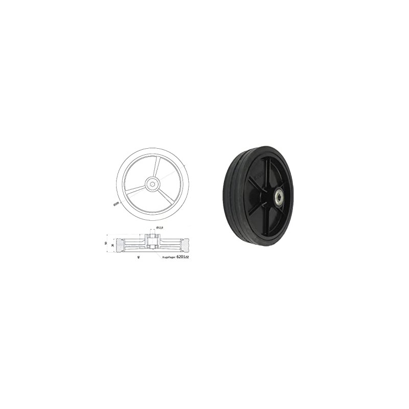 Zabi Wheels for Mähmaschinen Mower Wheels for Rasenmäher Diameter: 200