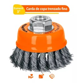 Truper Carda Copa, Alambre Trenzado Fino, 3' Esmeril Truper 14186