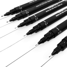 Uni Pin - Set of 6 drawing pens - black ink - fine point 0.03-0.8 mm