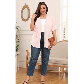 Yommay Cardigan for Women Summer Lightweight Short Sleeve Breathable and Sun Protection Spring Autumn Cardigan, lightpink