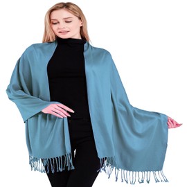 CJ Apparel Mantón de color sólido diseño nepal Pashmina bufanda estola Wrap segundos New, azul Denim, Talla única