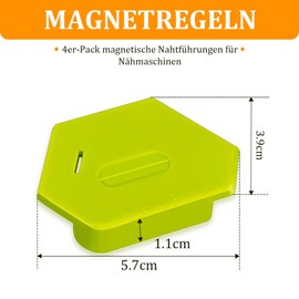 Pack of 4 Magnetic Seam Guide for Sewing Machine, Magnetic Seam Guide with Scale, Hem Aid for Sewing Machines, Precise Magnetic Seam Guide, Sewing Accessories for Sewing Machine, Height Adjustment