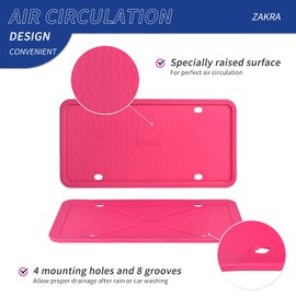ZAKRA Marcos para matrícula, Paquete de 2 Marcos de Silicona para matrícula, Material de Silicona Premium, a Prueba de óxido, a Prueba de sonajero, Resistente a la Intemperie. (Hotrosa)