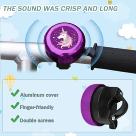 Kids Bike Bell with 2 Pcs Bike Streamers for Girls, Cute Children's Bicycle Accessories（Unicorn Bell+Tassels-B）