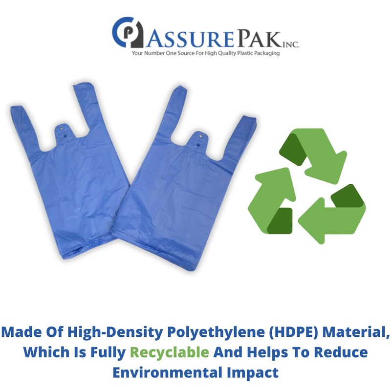 ASSUREPAK Blue Colored Unprinted Plastic T-Shirt Bags - 1/10 BBL