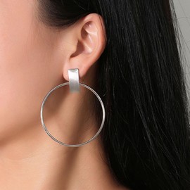 Wendalern Large Golden Hoop Earrings Large Circle Dangle Drop Earrings Classic Geometric Rectangular Stud Earrings Thin Hoop Earrings Simple Hypoallergenic Hoop Earrings Jewellery for Women, Zinc, No