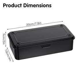 Steel Storage Box with Hinged Lid, 2 Pack Metal Container for Scrapbook Stamps, Rectangular Empty Hinged Tool Box, Metal Storage Organizer for Pegs, Pens, Stationary (8 x 4 x 2 Inch)