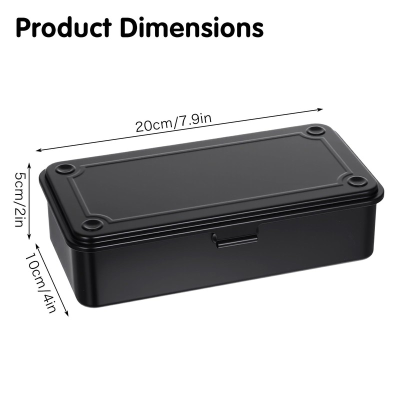 Steel Storage Box with Hinged Lid, 2 Pack Metal Container