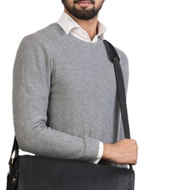 STILORD Shoulder Pad Leather Padded Anti-Slip Bag Strap Carrying Strap Made of Genuine Vintage Leather, Colour:Black