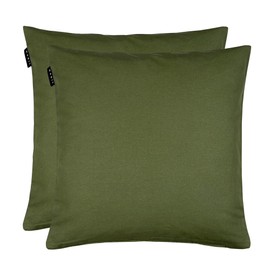 LINUM Annabell Elegant Cushion Cover 50 x 50 cm Pack of 2, 100% Cotton, Machine Washable, Dark Olive Green