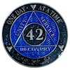 AA 42-Year Shiny Fancy Glitter Recovery Medallion, Alcoholics Anonymous Recovery