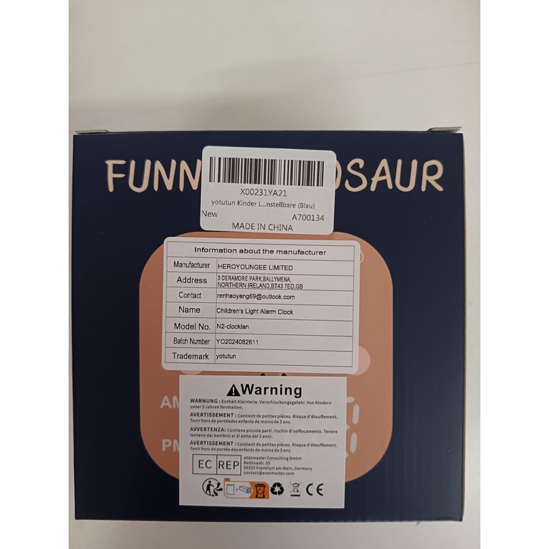 yotutun Children's Light Alarm Clock, Dinosaur Children's Alarm Clock, Digital