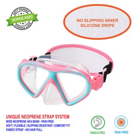 Toddler Goggles Nose Cover, Kid Goggles Fabric Strap, Swimming Goggles Kids 3-6 (1PK - Pink Princess)