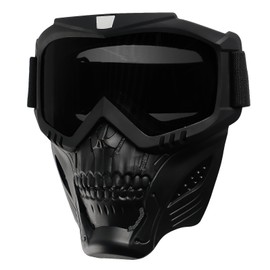 Skull Motorcycle Goggles with Removable Face Mask, ATV Dirt Bike UV Racing Riding Airsoft Offroad Motocross Protective Eyewear Mx Tactical Glasses