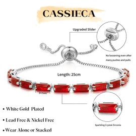 CASSIECA Women's Bracelet Gold Silver Multicoloured Zirconia Crystal Tennis Bracelet for Women Birthday Mother's Day Christmas Gift for Mum Friend Daughter Jewellery Women with Box, 白金