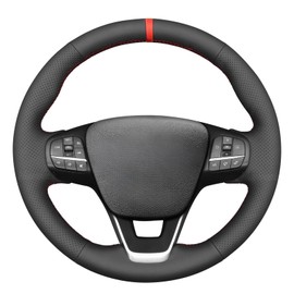 MEWANT Hand Stitch Black Steering Wheel Cover Wrap for Ford Bronco Sport 2021-2024 / Escape 2020-2024 / E-Transit 2022-2023 / Maverick 2022-2024 / Transit 2020-2024