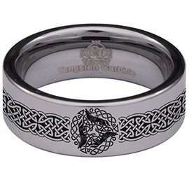 Anillo de boda de carburo de tungsteno inspirado en animales de lobo vikingo, anillo de aniversario para hombres y mujeres, 8 mm, Plata, tungsteno, carburo de tungsteno