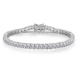 [3MNSCD] 7" 3 Color Gold Plated Tennis Bracelet Women Jewelry Lobster Clasp Bracelet, Stone White Gold Yellow Gold