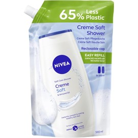 NIVEA Creme Soft Care Shower Refill Bag, pH Neutral Shower Gel with Vitamins and Valuable Oils, Cream Shower in Resealable Refill Pack (500 ml)