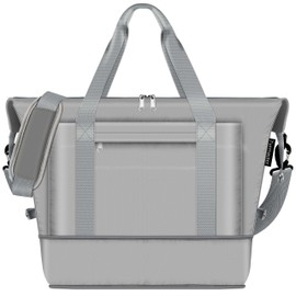 Turmaster Ryanair Women's Travel Bag Hand Luggage 40 x 20 x 25 cm Hand Luggage Bag Women's Weekender Travel Bag Foldable Women's Sports Bag Travel Duffle Bag Mum Bag, gray