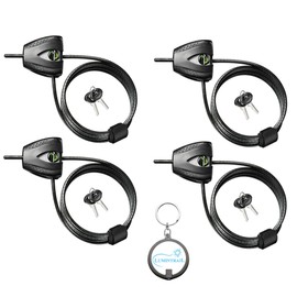 Master Lock 8417D Cable Lock, Python Adjustable Keyed Cable Lock, 6 ft. Long, 4 Pack Bundle with Keychain Light