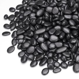 Pulovin 10 lbs Black Pebbles for Indoor Plants, Succulent, Bamboo, Vase, 3/8" Plant Rocks for Pots Indoor, Small River Rocks Decorative Pea Gravel, Highly Polished