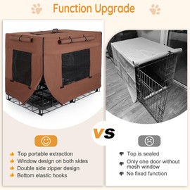 Dog Crate Cover 24 Inch Thickened Dog Kennel Cover Windproof Puppy Cage Covers with Mesh Windows on Both Sides Portable Crate Covers for Dogs Cages Fit for Indoor/Outdoor Use