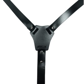 Lawevan Men's Y-Shaped Suspenders, Wide 0.8 inches (20 mm), Thin Double Layer Cowhide Leather, Belt, Soft, Fashion, Leather, Snap Hook, Black