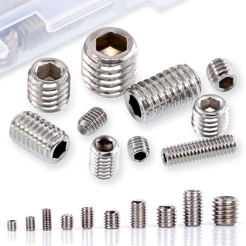 CuiCanfla Allen Head Socket Set Screw, 200 Pcs M3/M4/M5/M6/M8 304