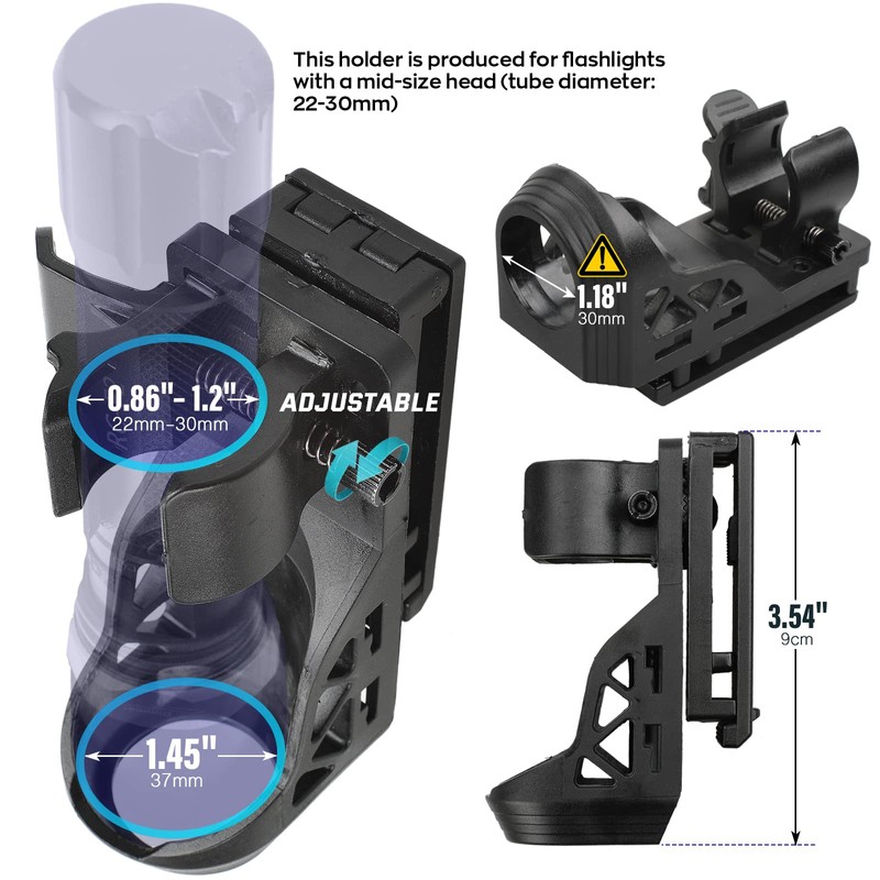 LIVANS Flashlight Holster for Belt, Flashlight Holder with Lever Side