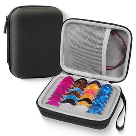 Wzfcyhyg Guitar Pick Pouch Holder with Carabiner Wrist Strap Multi Functional Accessories Organizer for Picks Capos Strings,Included:tuning peg, tuning peg case, guitar strap, made of EVA material