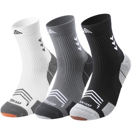 TENYSAF Compression Sport Running Socks: Athletic Socks for Men Women with Cushion,3 Pairs Work Hiking Basketball Ankle Socks