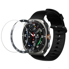 Lamshaw for Galaxy Watch Ultra 47mm Bezel Ring, Reinforced Metal Frame Protective Cover Shockproof Anti-Scratch Shockproof Replacement Bezel for Galaxy Watch Ultra 47mm Smart Watch (Black