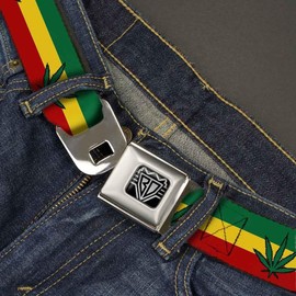 BUCKLE-DOWN INC. Unisex-Adults Buckle-Down Seatbelt Belt Weed Regular